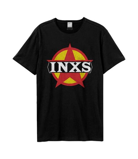 Unisex adult circle logo inxs t-shirt black Amplified