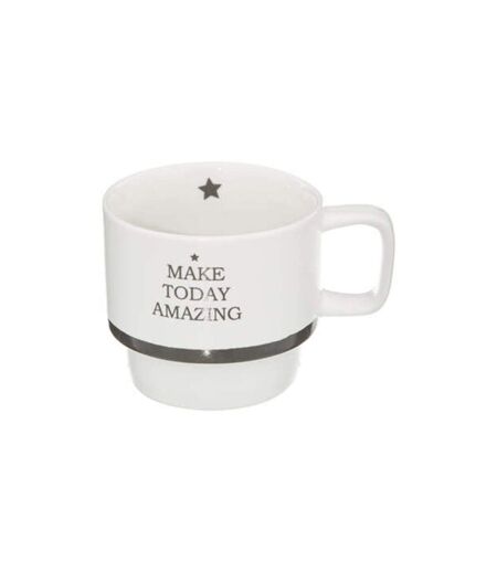 Lot de 4 Mugs sur Rack Happy 22cl Blanc
