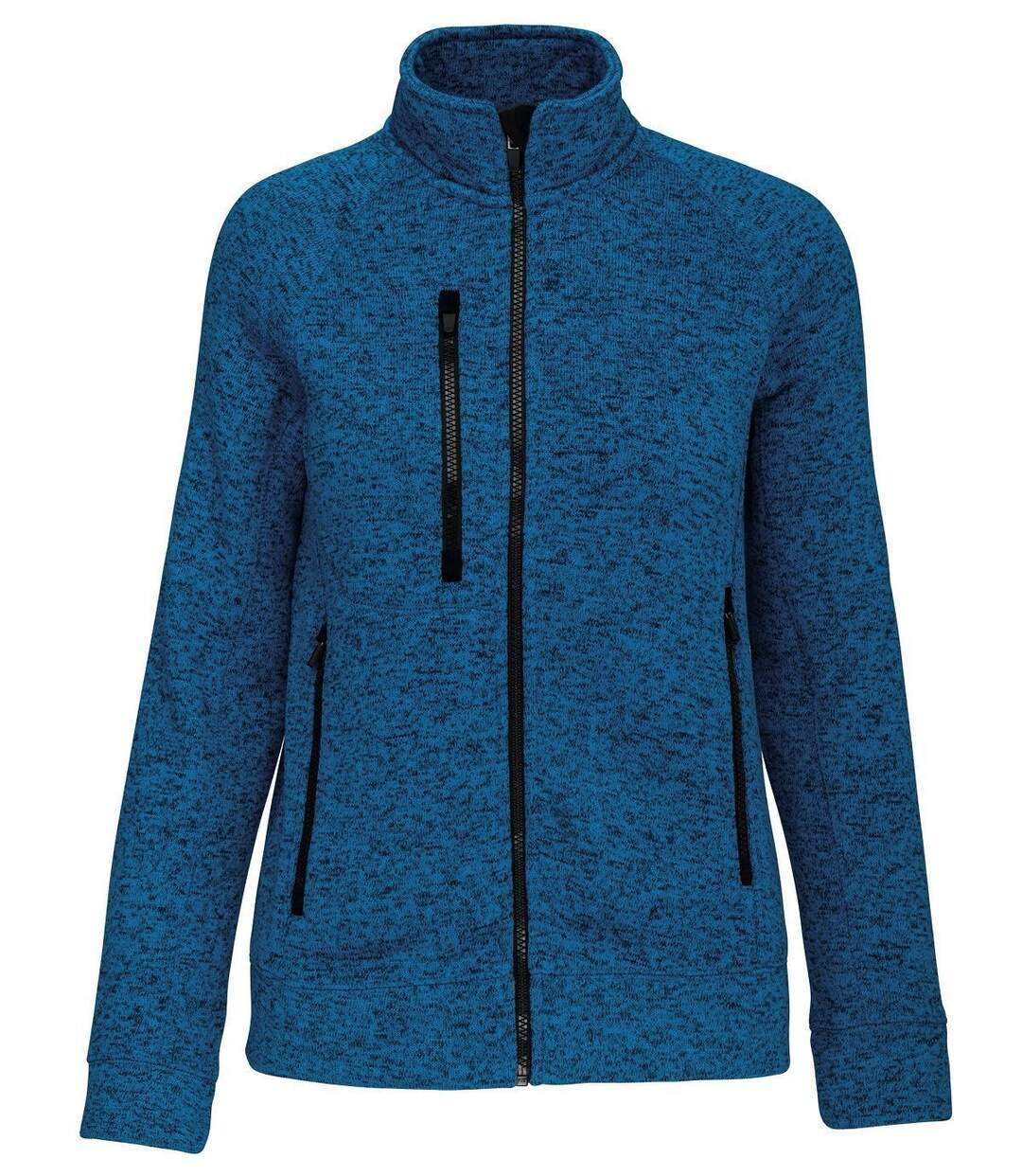 Veste chinée ouverture zippée - femme - K9107 - bleu roi mélange