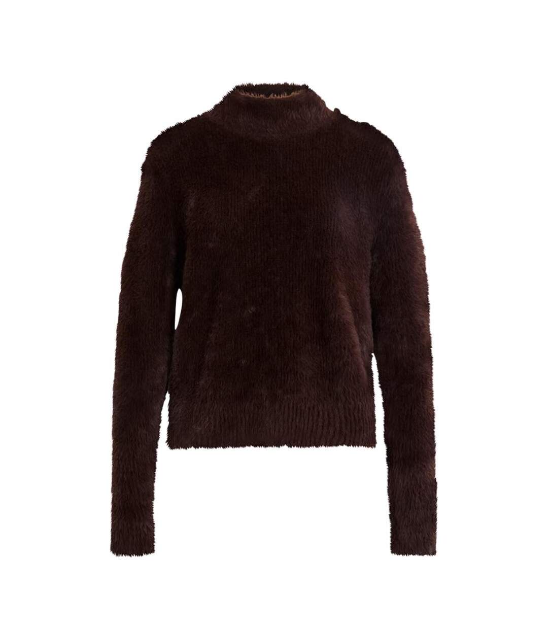 Pull marron femme morgan duveteuse-2
