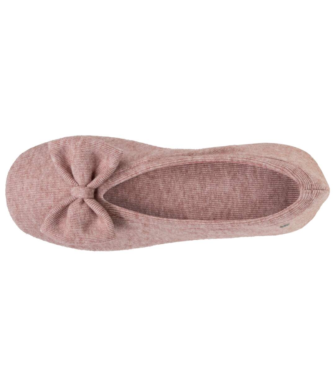 Isotoner Chaussons Ballerines femme ultra confortables, semelle en cuir, détail grand nœud-3