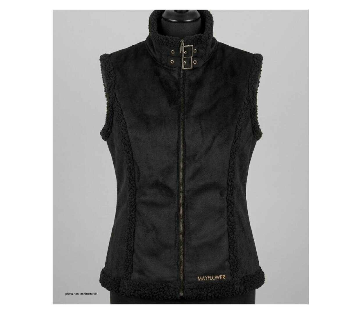 MAYFLOWER 828070U001 - Gilet sans manches noir en suédine : l'élégance du toucher velours-3