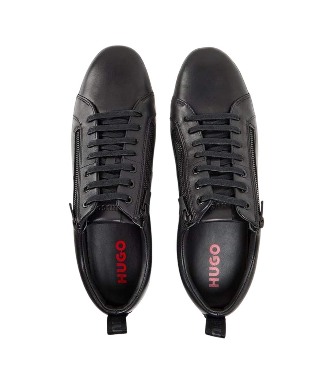Mens Monk Leather Flat Trainers Black Hugo-3