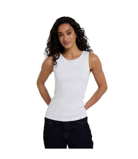 Womens/ladies ribbed organic tank top white Animal