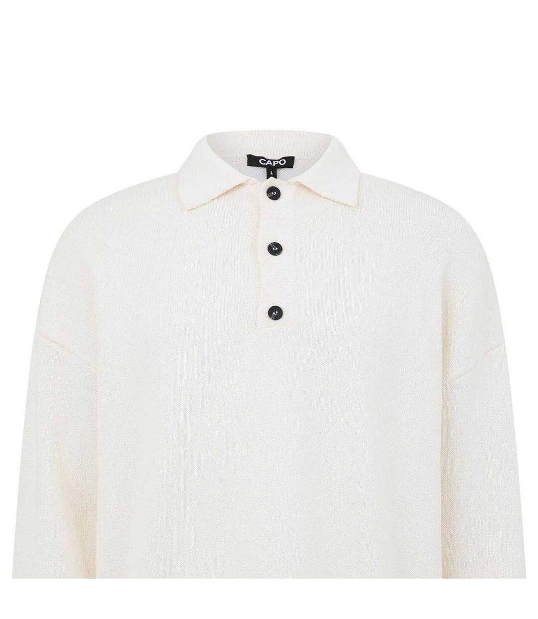 Mens Long-sleeved Polo Shirt Cream Capo-3