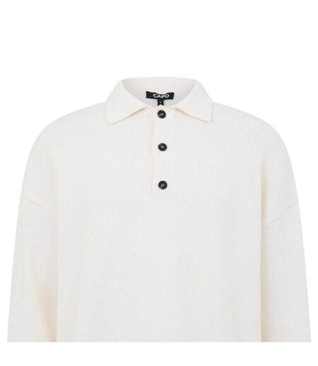 Mens Long-sleeved Polo Shirt Cream Capo