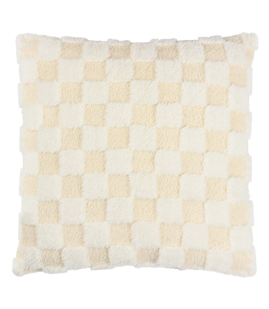 Check it fleece cushion cover 45cm x 45cm dreamy cream Heya Home-1