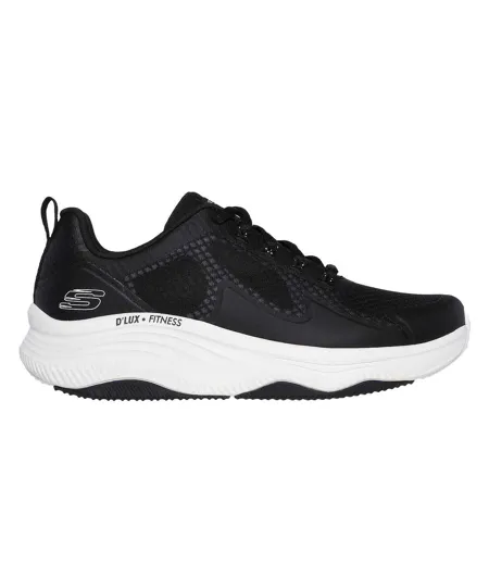 Womens/ladies D´lux Fitness Running Trainers Black White Skechers