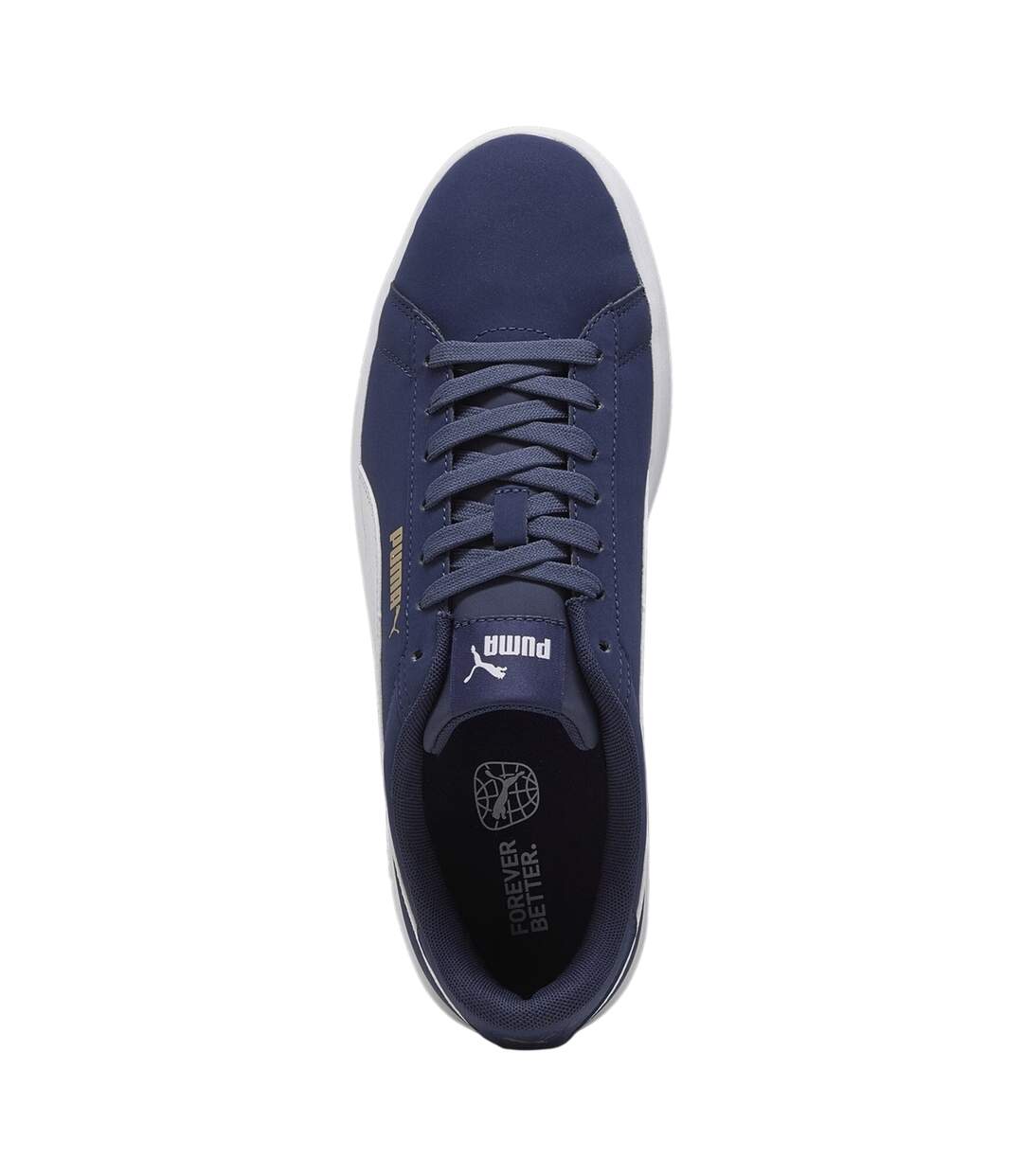 Mens Smash 3.0 Synthetic Nubuck Low Flat Trainers Navy White Puma-3