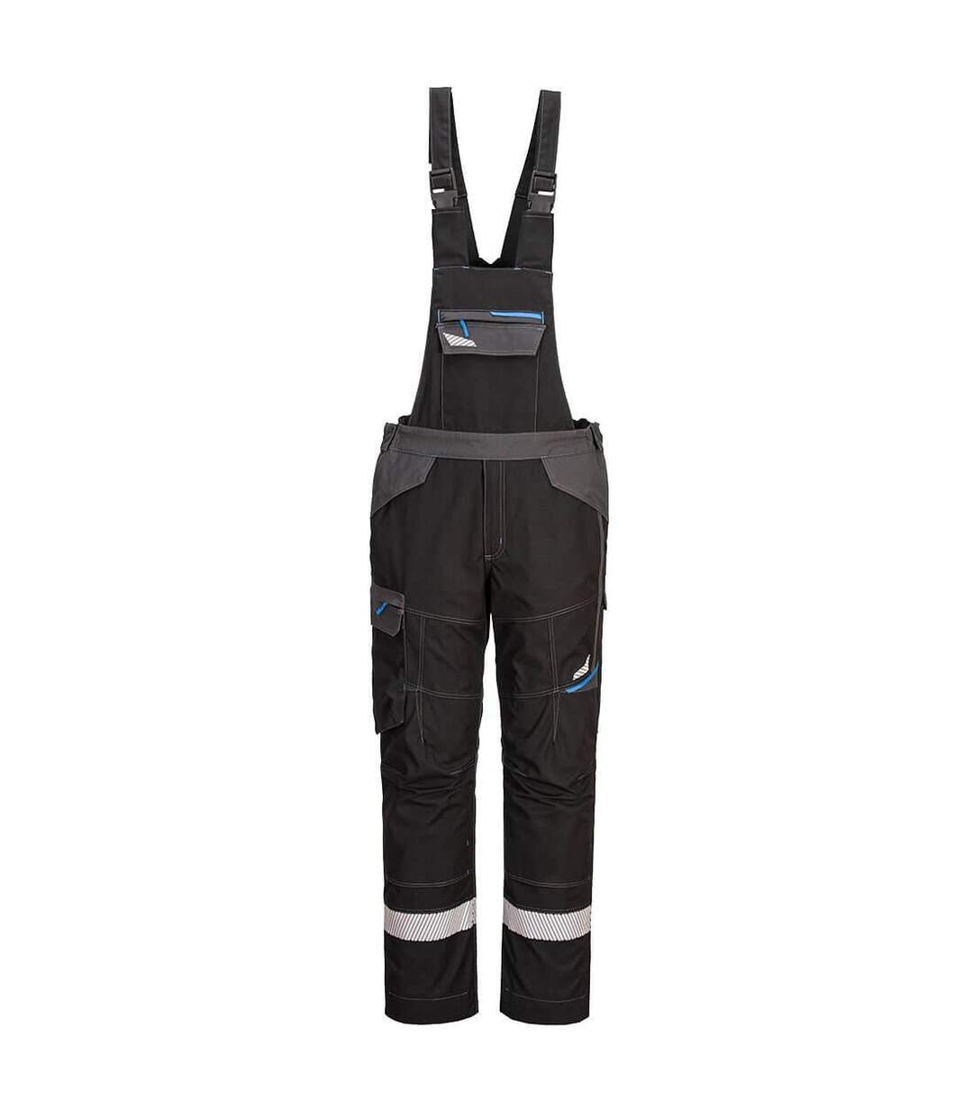 Mens wx3 flame resistant bib and brace trouser black Portwest-1