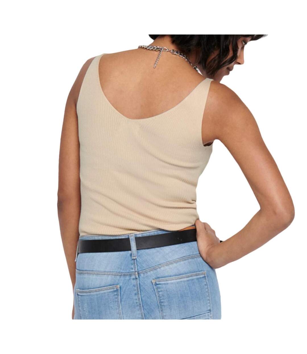 Débardeur en maille beige femme jdy nanna-2