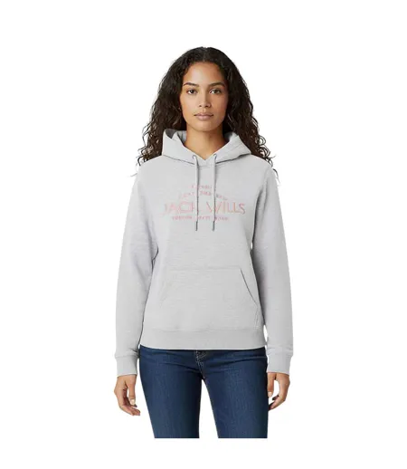 Womens/ladies Graphic Logo Hoodie Grey Marl Jack Wills