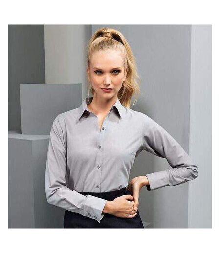 Premier Womens/Ladies Signature Oxford Long Sleeve Work Shirt (Silver) - UTRW2820