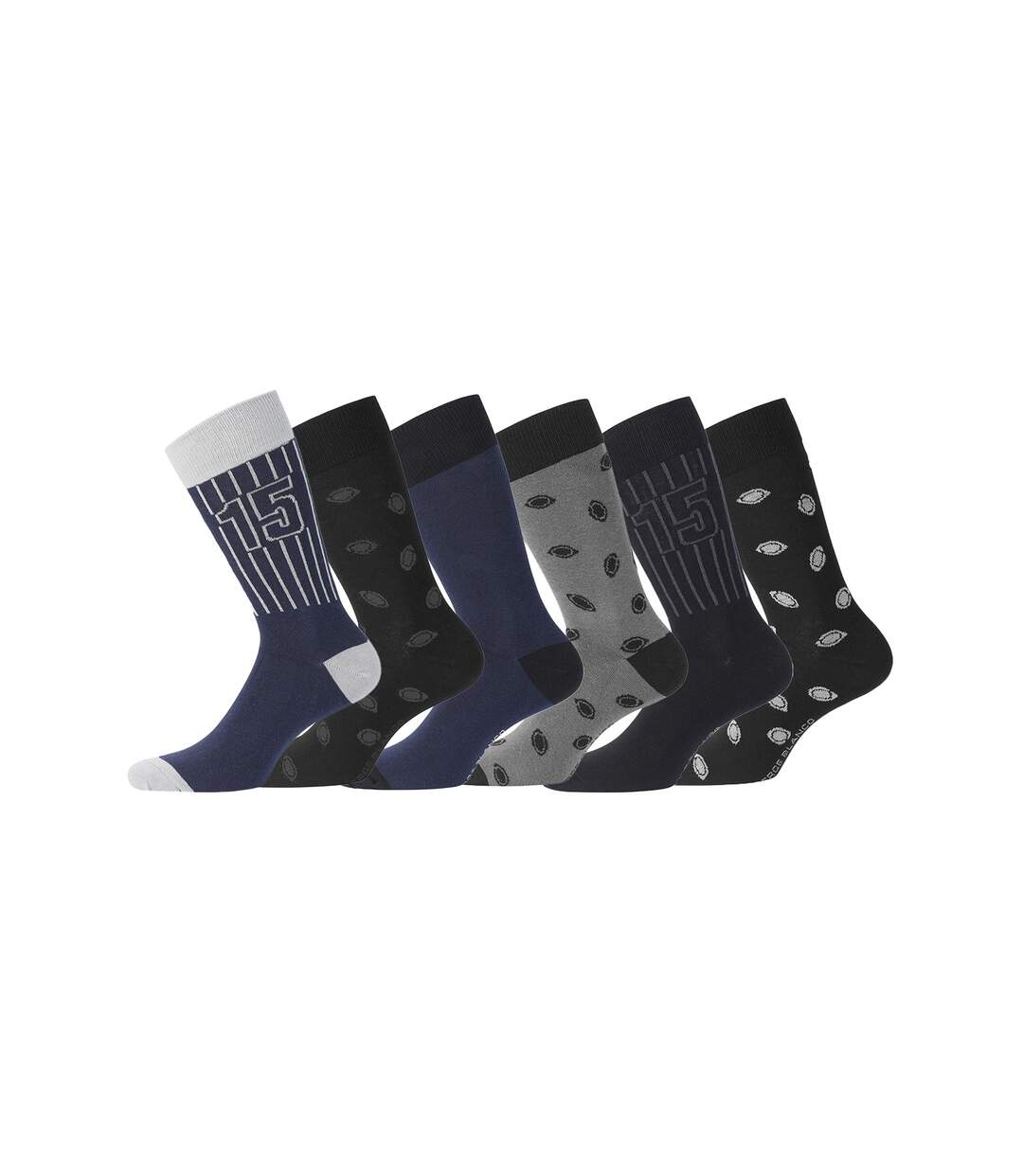 Lot de 6 Paires de Chaussettes de ville coton homme Serge Blanco