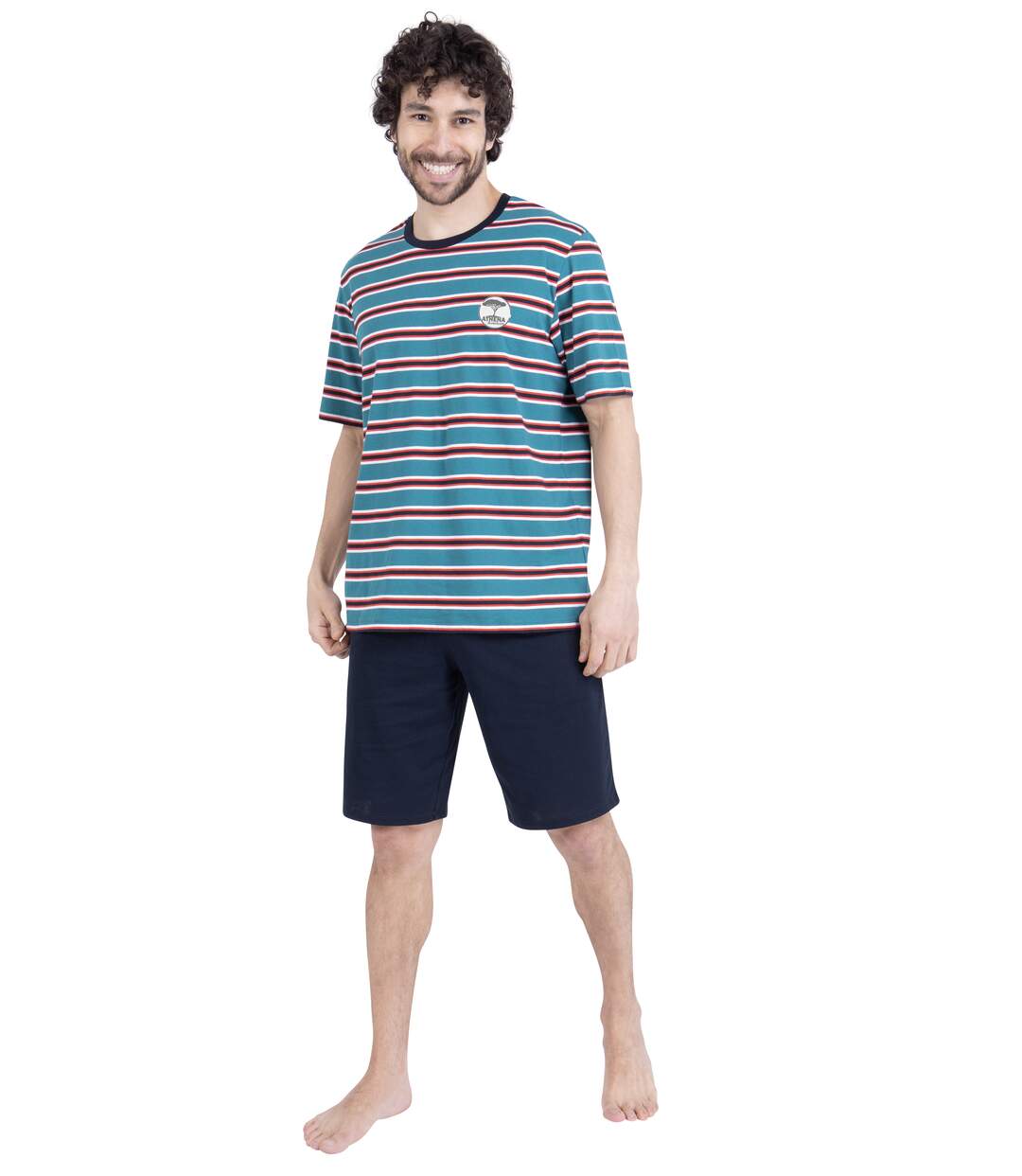 Pyjama court homme Rayures Aventure Athena-5