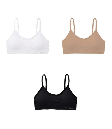 Lot de 3 brassières femme en polyamide unie modèle Fitness Pierre Cardin