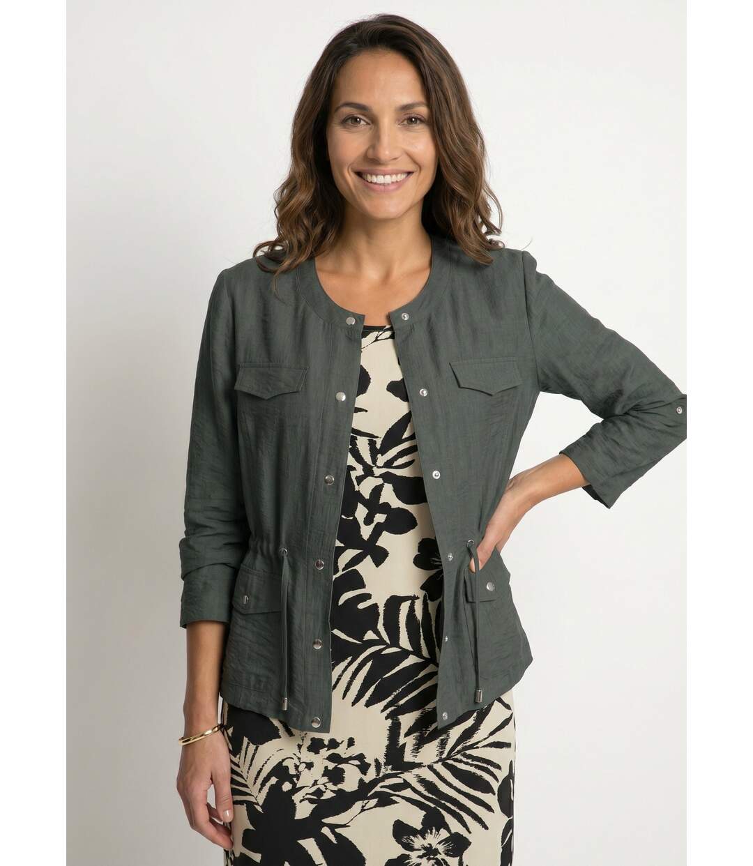 Veste saharienne sans col manches longues-1