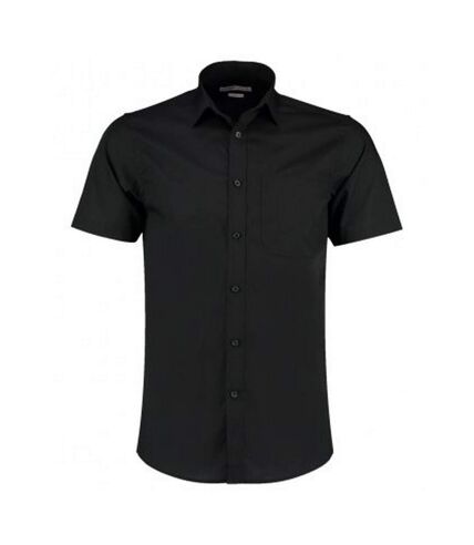 Kustom Kit Mens Short Sleeve Tailored Poplin Shirt (Black)