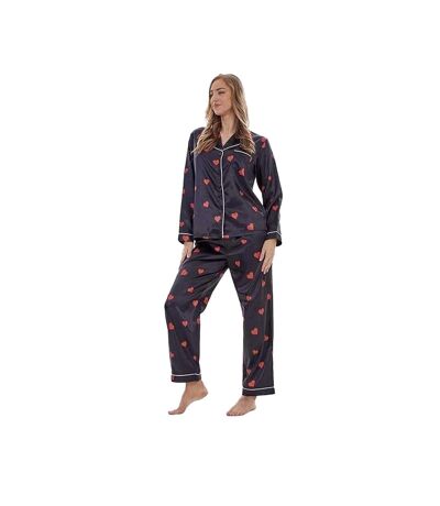 Ensemble De Pyjama Long Motif/style Cœurs Femme Noir Keanu