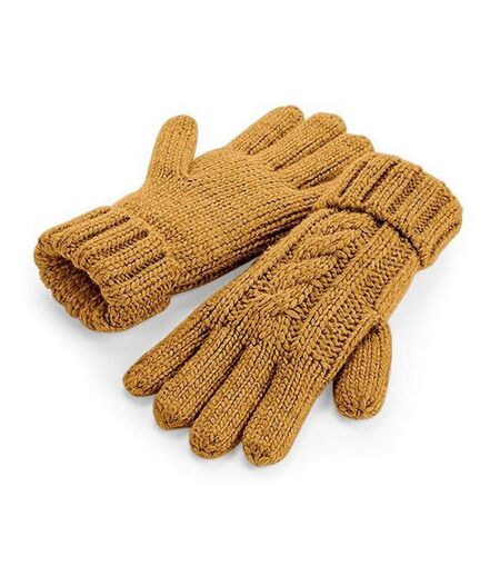 Beechfield Unisex Cable Knit Melange Gloves (Mustard) - UTRW7296