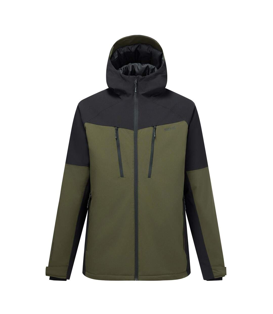 Mens Highton Two Tone Waterproof Stretch Insulated Jacket Dark Khaki Black Regatta-2