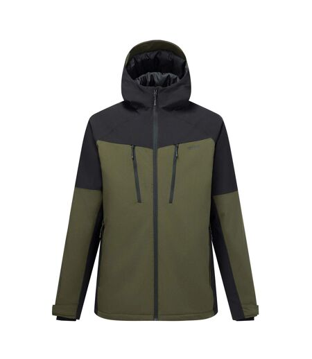 Mens Highton Two Tone Waterproof Stretch Insulated Jacket Dark Khaki Black Regatta