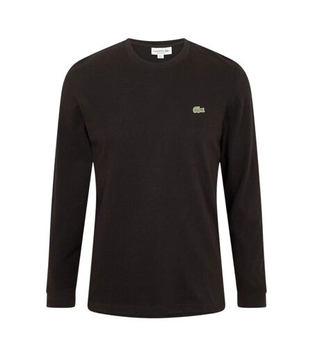 Mens Embroidered Logo Jersey Long-sleeved T-shirt Black Lacoste