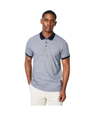 Mens Diamond Jacquard Polo Shirt Grey Maine
