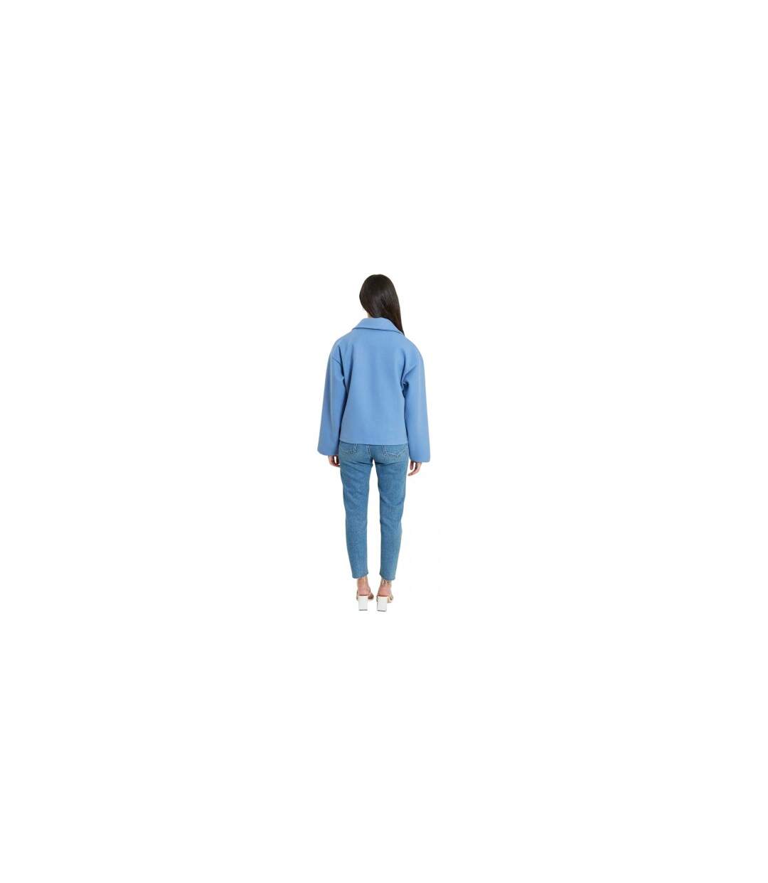 Womens/ladies Short Tailored Jacket Powder Blue Be You-1