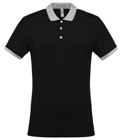 Polo bicolore pour homme - K258 - noir - manches courtes