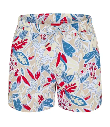 Mens Floral Pattern Regular Swim Shorts White Hugo Boss