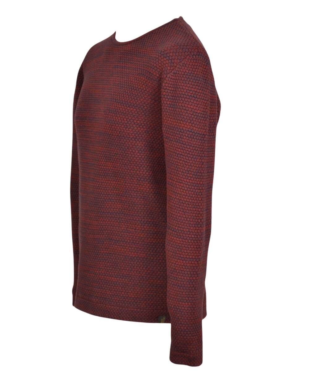 Pull homme manches longues - Couleur bordeaux - Maille chinée