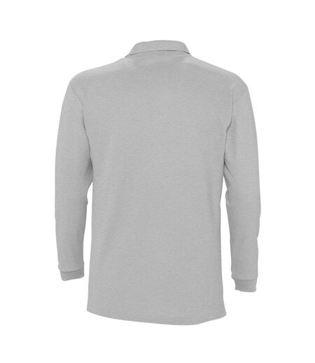 SOLS Mens Winter II Long Sleeve Pique Cotton Polo Shirt (Grey Marl) - UTPC329