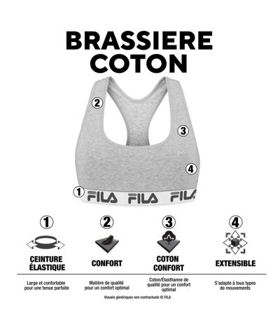 FILA Pack Surprise Brassière Coton Femme Uni Modèle Aléatoire (Lot de 2)