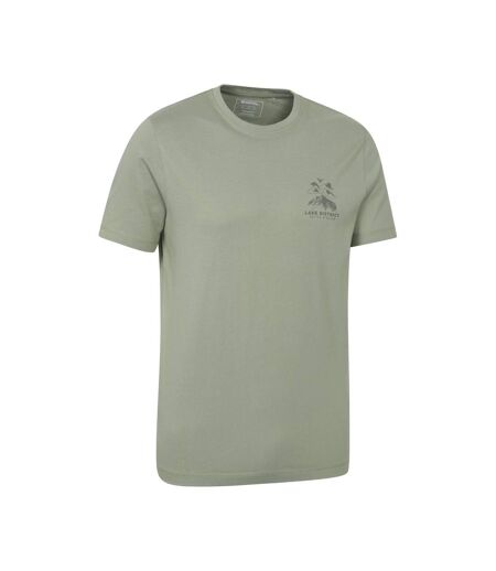 Mens Lake District Back Print Short-sleeved T-shirt Khaki Green Mountain Warehouse