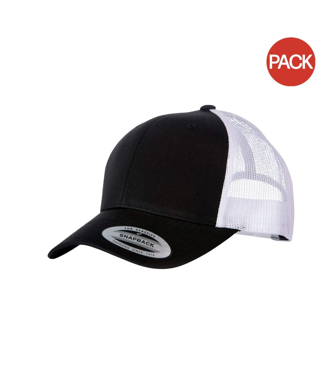 Lot de 2  casquettes flexfit adulte noir/blanc Yupoong-1