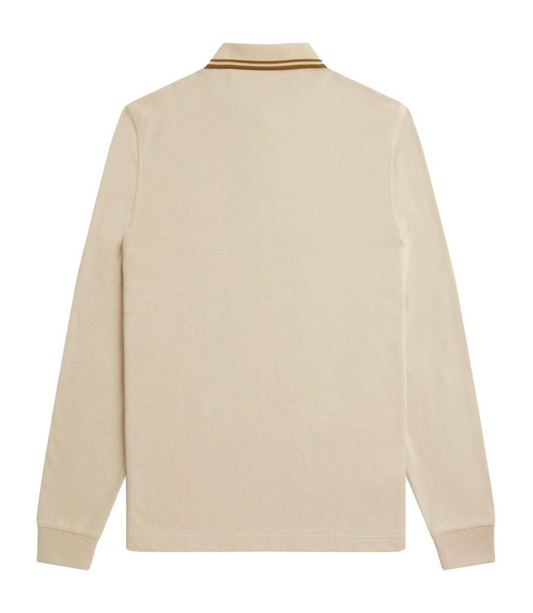 Polo Manches Longues Motif Col À Double Rayure Homme Blanc Cassé Fred Perry-2