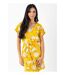 Robe courte manches courtes col V SERENA  fleurie jaune Coton Du Monde