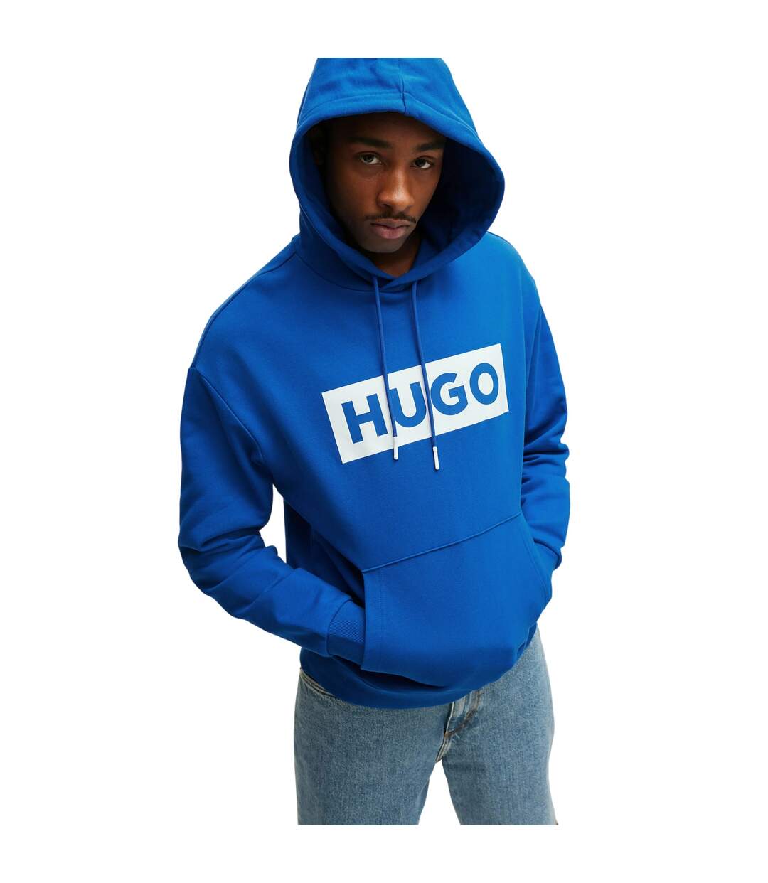 Mens Box Long-sleeved Hoodie Blue Boss-4
