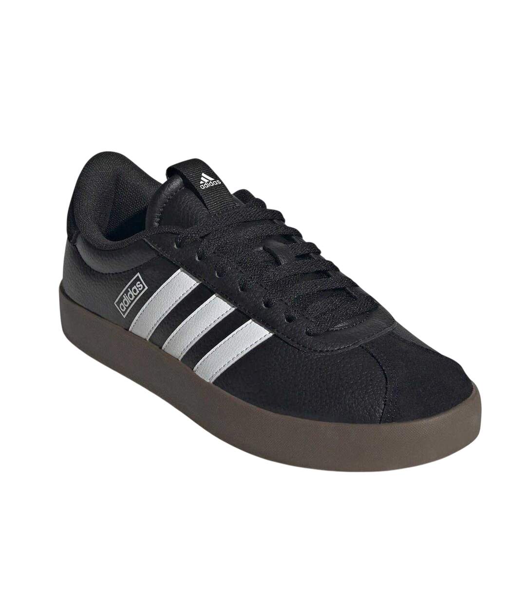 Womens/ladies Vl Court 3.0 Suede Flat Trainers Core Black White Adidas-1