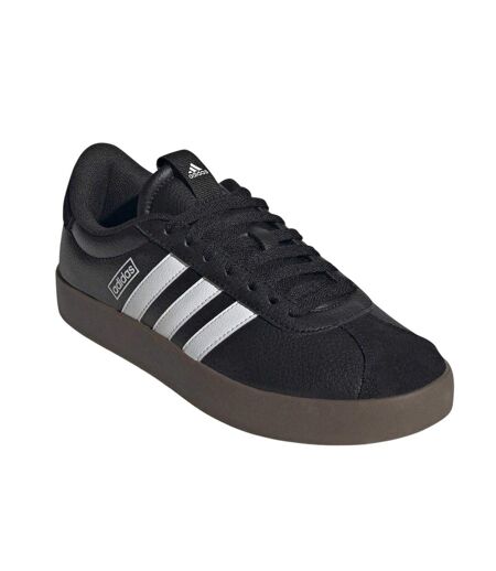 Womens/ladies Vl Court 3.0 Suede Flat Trainers Core Black White Adidas