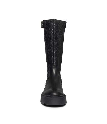 Womens/ladies Gelina Leather Knee-high Boots Black Steve Madden