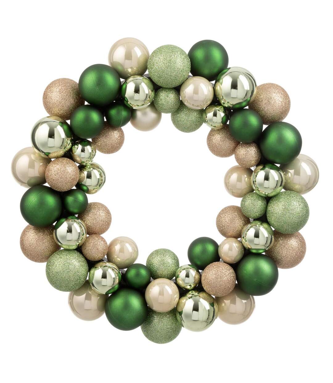 Couronne Boules de Noël Night 35cm Vert & Écru-1
