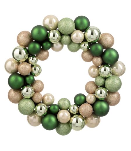 Couronne Boules de Noël Night 35cm Vert & Écru