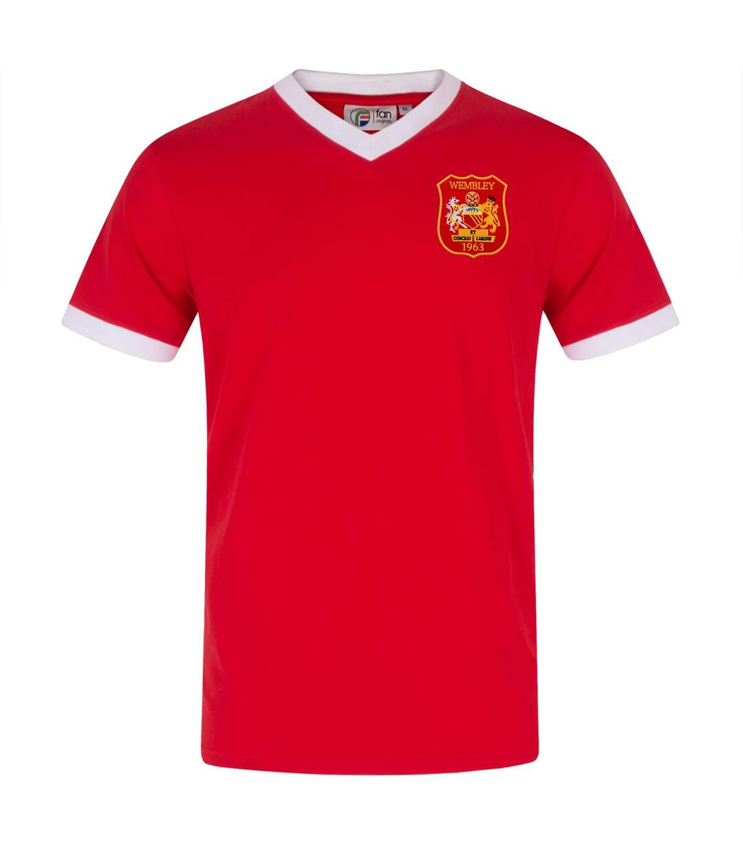 Mens United Wembley 1958 Retro V Neck T-shirt Red Fan Originals-2