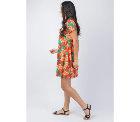 Robe courte été coupe ample MAJA motif fleuri lumineux Coton Du Monde