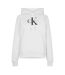 Womens/ladies Jeans Jersey Logo Hoodie Bright White Calvin Klein-2