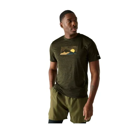 T-shirt Motif/style Paysage Fingal Homme Kaki Foncé Chiné Regatta