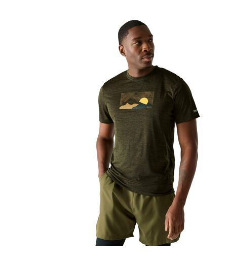 T-shirt Motif/style Paysage Fingal Homme Kaki Foncé Chiné Regatta