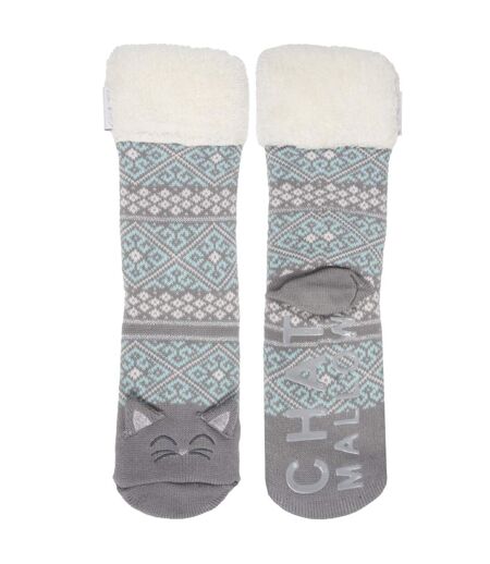Isotoner Chaussettes d'intérieur femme maille jacquard, picots antidérapants